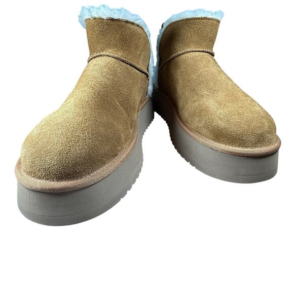 Koolaburra by UGG Koola Ultra Mini Platform Boots Chestnut Suede Size 10 - Picture 1 of 9